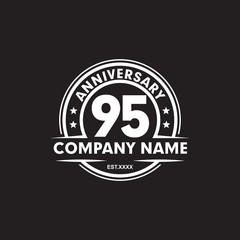 95th year anniversary emblem logo design vector template