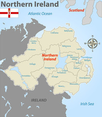 Map of Northern Ireland with Districts