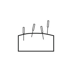 Naklejka premium vector icon with acupuncture needles pinned to the skin