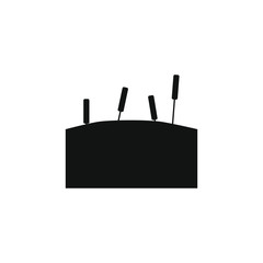 vector icon with acupuncture needles pinned to the skin