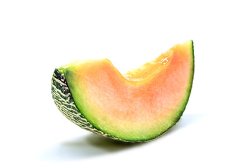 Melon Cantaloupe cut slice isolated on white background