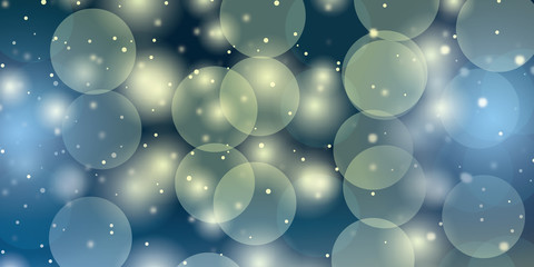 Abstract blue blurred bokeh light on dark background.