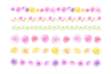 カラフルな花のライン素材セット