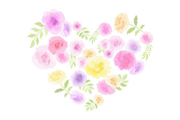 Obraz na płótnie Canvas カラフルな花のハート型