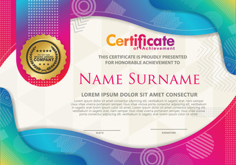 Certificate template with texture modern pattern background,