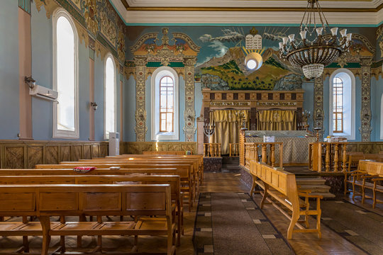 The interior of the old synagogue on the Boris Gaponov street in the old part of Kutaisi in Georgia, in the morning sun