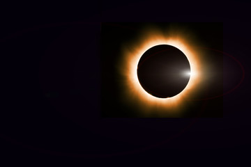 Total solar eclipse cosmic background - obrazy, fototapety, plakaty
