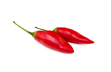  Red hot peppers isolated on white background