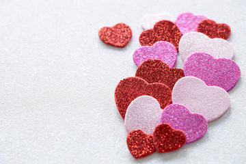 Valentine's Day.  Hearts symbolizing the confession of our feelings and emotions to the other person.  Empty space for text