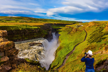 The picturesque waterfall in Iceland - Gullfoss