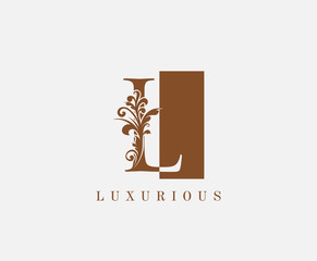 L Letter Classic Vintage Logo. Luxury L Swirl Square Logo Icon