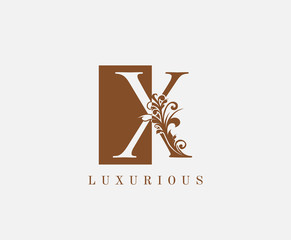 X Letter Classic Vintage Logo. Luxury X Swirl Square Logo Icon