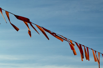 Decoration, bright ribbons in the sky.