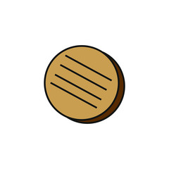 vector icon, shaped like cooked hamburger