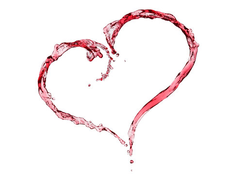 Heart shaped red wine splash.