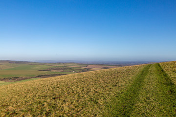 Fototapeta na wymiar A view over the South Downs in Sussex on a sunny winters day