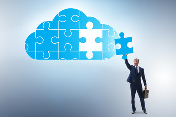 Concept of cloud computing with jigsaw puzzle