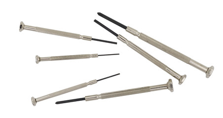 Set of screwdrivers on white