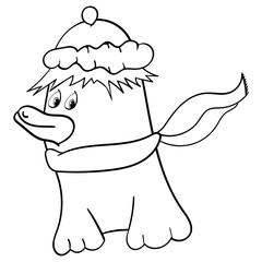 domestic animal. Winter spring season. Fashionable animalistic illustration. Coloring page, Coloring book. Contour. Vector doodle illustration