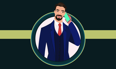 Cartoon Businessman Portrait Vector Illustration. 