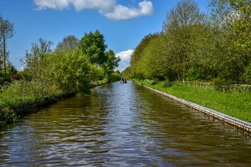 Scenic canal view of the Llangollen Canal near Bettisfield, Wales,UK