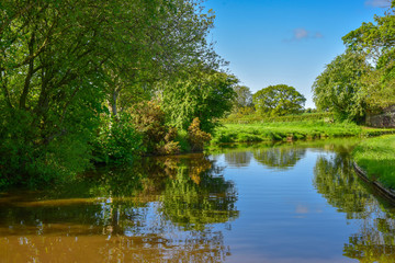 Fototapeta na wymiar Scenic canal view of the Llangollen Canal near Whitchurch, Shropshire, UK
