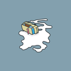 Milk delivery van accident vector illustration for Don't Cry Over Spilled Milk Day