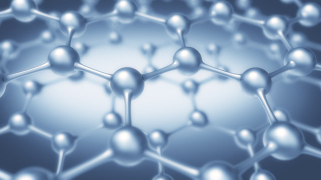 Blue molecule nano technology structure,3d rendering.