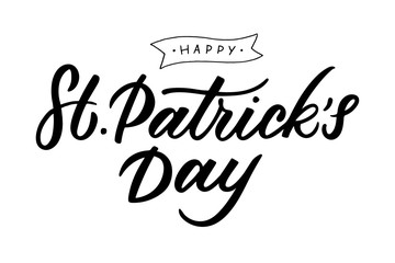 Hand-drawn lettering for St. Patrick's Day. Drawn art sign.