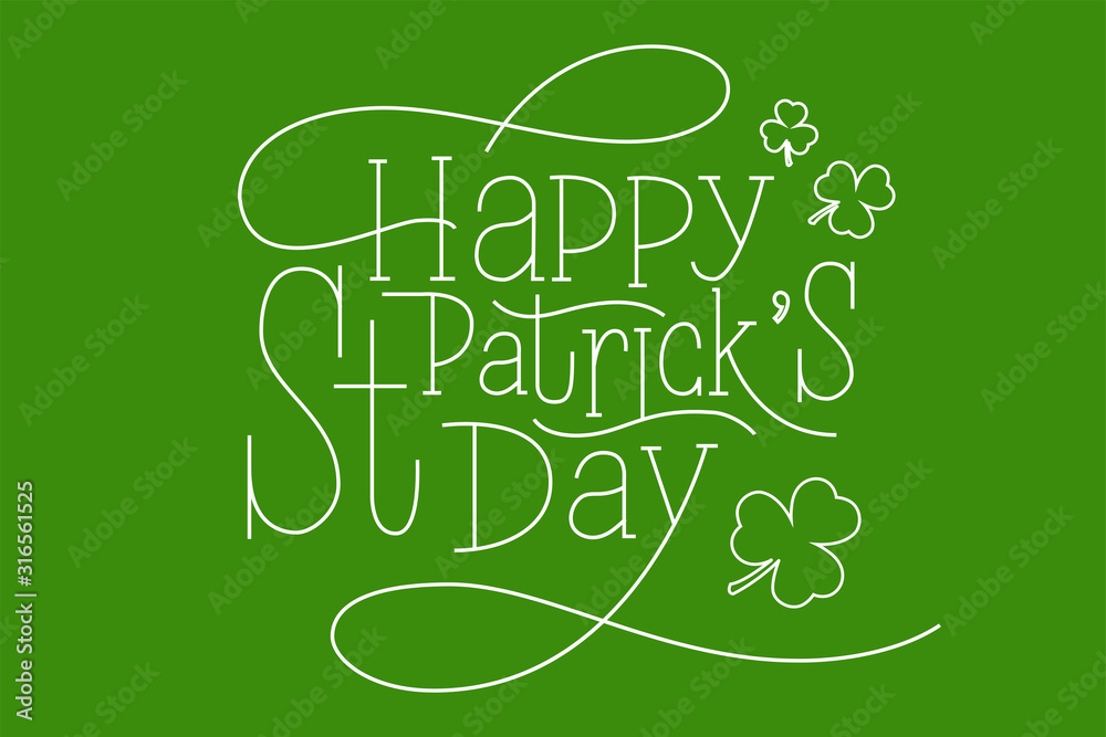 Wall mural hand-drawn lettering for st. patrick's day. drawn art sign.