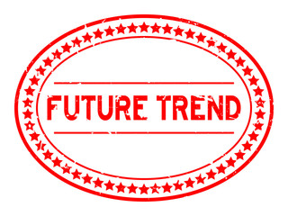 Grunge red future trend word oval rubber seal stamp on white background