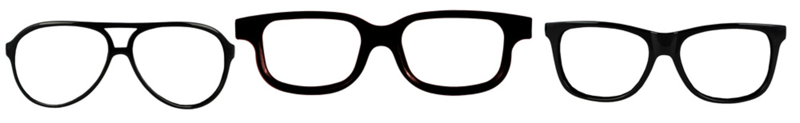 Set of glasses isolated on a white background