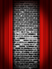 Brick wall and stage curtains