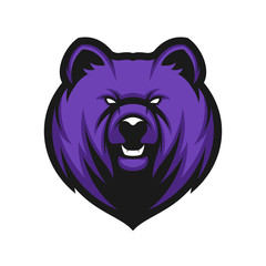 Head Bear mascot logo, Bear logo vector template