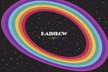Naklejka premium Rainbow in space. Starry sky. LGBT flag. Abstract vector colorful background for design or print