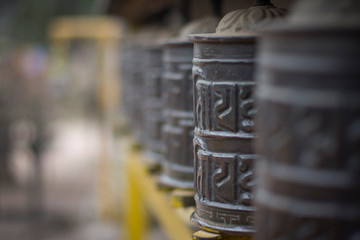 Buddhist prayer wheels in Kathmandu, Nepal