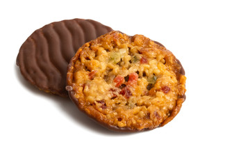 chocolate cookies with muesli isolated