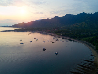 drone view on  ocean coast in a northern part of the island Bali