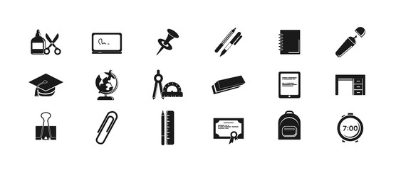 Education icon set with graduation hat, clip vector icons