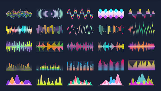 Sound of wave vector cartoon set icon.Illustration isolated of cartoon icon music waveform . Vector illustration set sound of wave.