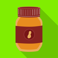 Vector design of jar and peanut logo. Set of jar and butter stock symbol for web.