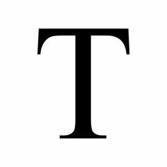 Uppercase Tau greek letter isolated on white background