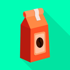 Isolated object of pack and coffee logo. Collection of pack and package stock vector illustration.