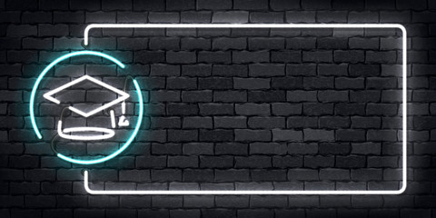 Vector realistic isolated neon sign of Graduation frame logo for template decoration and layout covering on the wall background. © comicsans