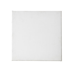 Empty white canvas frame isolated on white background