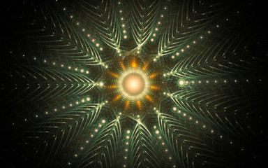 Fototapeta na wymiar abstract illustration of a fantastic star with many rays on a black background