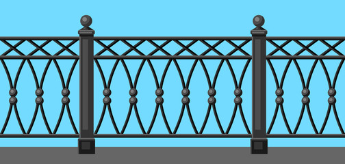 Illustration of metal forged fence.