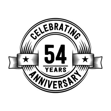 54 years anniversary celebration logotype. Vector and illustration.