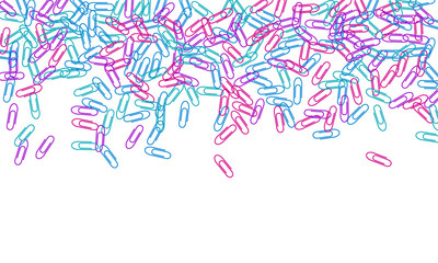 Stationary paperclips isolated on white background