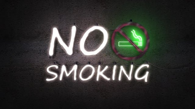 No Smoking neon sign on concrete background. No Smoking Concept.